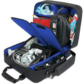 USA GEAR Large CPAP Traveling Bag with Customizable Interior for CPAP Machine Hose, Masks, & CPAP Accessories Compatible with Resmed AirSense 11, 10, Phillips Resipronics Dreamstation and more - Black