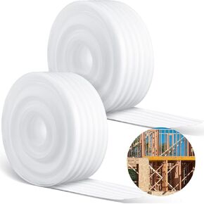 2 Pcs Sill Seal Total Length 98.4 Ft/ 30 M Foam Sill Plate Gasket White Sill Sealer for Sealing
