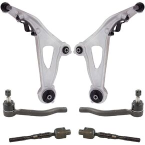 TRQ 6 Piece Steering & Suspension Kit Control Arms w/Ball Joints Tie Rod Ends Compatible with 2013 INFINITI JX35 2014-2019 QX60 2013-2019 Nissan Pathfinder