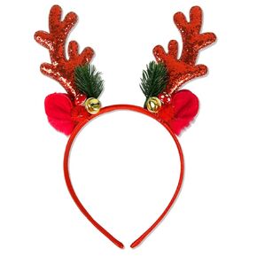 Christmas Headbands Christmas Glitter Elk Antlers Hair Bands Gold Sequin Reindeer Antler Headbands Holiday Party Accessory for Women and Girls