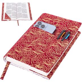 Book Covers with Cardholder - Fabric Dust Jackets for Books - Book Protector for Book Lovers - Book Covers for for Paperbacks,Hardcover,Bibles - Soft Cover Book Sleeve for AA Books