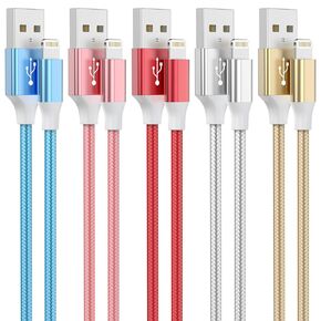 iPhone Charger Cable,[10/6/6/3/3FT] Apple MFi Certified Lightning Cable Fast Charging Cable Lead Nylon Braided with Metal Connector for iPhone 14/13/12/11/Pro/Xs Max/X/8/7/Plus/6S/6/SE/5S Pad