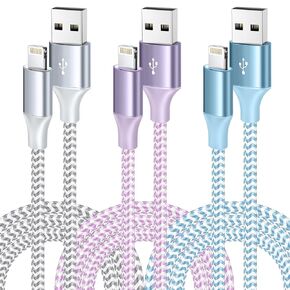[Apple MFi Certified] Short iPhone Charger 3ft 3Pack,USB A to Lightning Cord Nylon Braided 36 Inch Fast Charging iPhone Cable Compatible with iPhone 14 13 12 11 Pro/Max/Mini Xs SE2/iPad for Car
