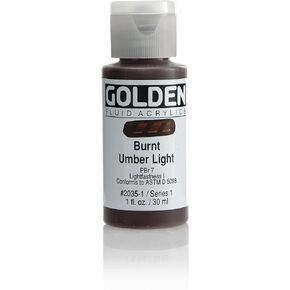 Fluid Acrylics by GOLDEN, Burnt Umber Light, 1 fl. oz. Bottle, Professional Acrylic Paint, Semi-Opaque