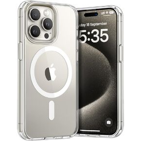 Lamicall Clear Case for iPhone 15 Pro - Transparent Case with Magsafe, Anti-Yellowing, Military Grade Drop Protection, Scratch-Resistant, Slim & Powerful Magnet Protective Cover for iPhone 15 Pro