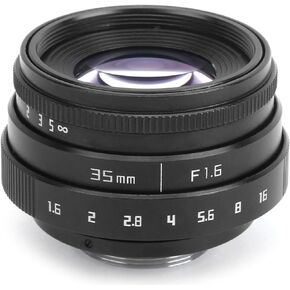 Large Aperture Lens, 35mm F1.6 C Mount, Aluminum Alloy Optical Glass, MC Multilayer, Manual Fixed Focus Portrait Camera Lens Accessory(Black)