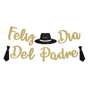 Feliz Día Del Padre Banner, Gold Glitter Spanish Happy Father's Day Decorations, Father's Day Party Decoration Supply, Fathers Day/Birthday Party Supply