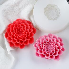 XIAOSHUI Peony Mold Dahlia Flower Mold Peony Candle Mold Peony Silicone Molds Dahlia Flower Candle Mold for Candle Making Candle Home Decoration Aromatherapy Gypsum Candles