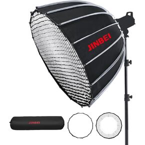 JINBEI KE-90 Deep Parabolic Softbox 35in/90cm with Grid Bowens Mount Carrying Bag Quick Set Up Professional Softbox for Photography Studio Portrait Video Shooting