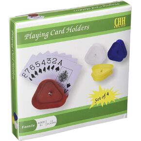 4 Piece Triangular Card Holders in Red, White, Yellow & Blue, Multi