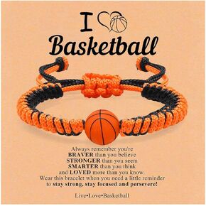 Soccer Baseball Basketball Bracelet Gifts for Boys Girls, Adjustable Handmade Braided Rope Silicone Bead Wristbands Bracelet, Sports Lover Teens Players Team Accessories Stuff Jewelry Gift for 6-16