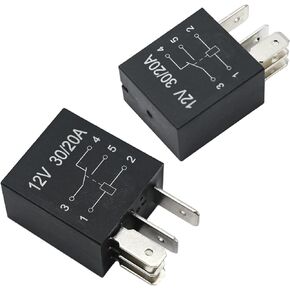 5 Pins 12V Relay F57B14B192AA (2Pcs), 10A/20A DC Automotive Relay Replacement for Select Ford Toyota Cadillac Vehicles