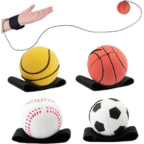 Wrist Return Ball 2.36inches Rebound Ball Return Balls with Strap Retractable Ball Rubber Sport Ball with String Elastic String Ball Wrist for Teens Adults Wrist Exercise Play