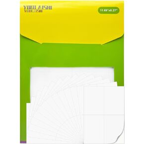 5.85 X 4.13 Inch Printable Stickers Paper Rectangle White Laser Inkjet Printer Labels 4 Labels per Sheets (60 Sheets, 240 Labels)