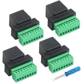 WMYCONGCONG 4 PCS RJ45 Screw Terminal Adaptor Connector RJ45 8P8C Female Jack to 8 Pin Screw Terminal Connector for Cat7 Cat6 Cat5 Cat5e Ethernet Extender CCTV Digital DVR Network Adapter
