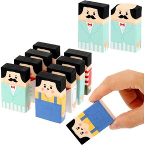 8pcs Cute Bald Uncle Erasers,Salaryman Erasers,Novelty Erasers,Puzzle Erasers for Kids Cute Fun Treasure Box Prizes for Student Kids Classroom Prizes Home School Supplies