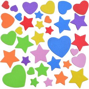 340pcs Colorful Foam Stickers Five-Pointed Star Heart Shape Self-Adhesive Backed Sponge Sticker Patches for DIY Art Crafts Scrapbooking Card Home Decoration