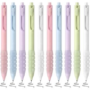 BAYTORY 10Pcs Aesthetic Retractable Gel Pens, Black Ink 0.5 CS Fine Point Pen for Journaling Note-taking, School & Office Supplies, Quick Dry (Green)