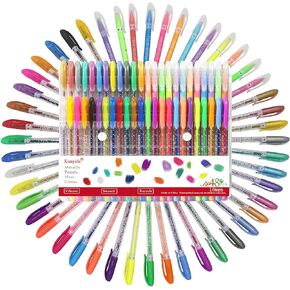 Gel pens for Adult Coloring Book with Case,Including Metallic, Pastel, Neon, Glitter,1.0 mm Fine Point Tip,48 PCS