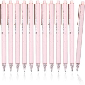 12 Pack Cute Pink Pens Black Ink for Note Taking Writing Retractable Gel Pen Pretty Quick Drying Ink 0.5mm Ballpoint Fine point Pretty Premium Office Students School Art Supplies (Mixed)