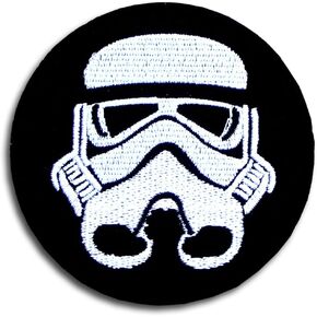 Imperial Stormtrooper Patch Embroidered Iron on Logo Boba Fett Mandalorian Crest Aemor Bounty Hunter Jedi Order Assault Walker ATAT at-at R2D2 R2-D2 Galactic Republic Rebel Alliance Blk