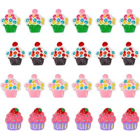 Honbay 24PCS Cupcake Dessert Slime Charms Food Theme Flatback Resin Cabochons Cute Embellishments for Hair Accessories Phone Case Scrapbooking Crafts (4 Style)