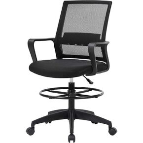 كرسي صياغة مريح من OffiClever يدعم الكمبيوتر بارتفاع شبكي قابل للتعديل وظهر عالٍ مع عجلة تنفيذية للنساء والرجال، أسود in Kuwait