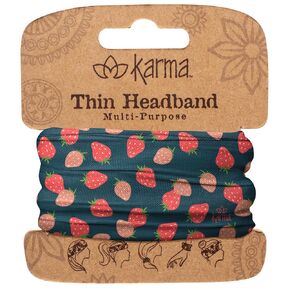 Karma Strawberries Headband for Women - Thin - Fabric Headband and Stretchy Hair Scarf