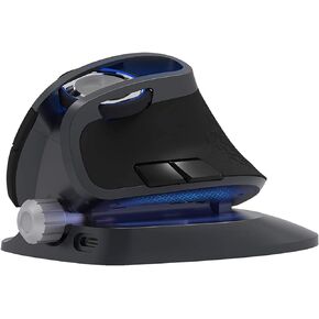Rechargeable Wireless Vertical Mouse, BT 3.0 4.0+2.4GHz Adjustable Angle Ergonomic Mouse (2021 Upgraded), DPI 600/1200/1600/4000 with LED Light Wireless Mice for PC/MAC, 6 Programmable Buttons