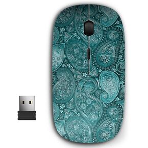 2.4G Ergonomic Portable USB Wireless Mouse for PC, Laptop, Computer, Notebook with Nano Receiver (Paisley Vintage Floral Motif Ethnic)