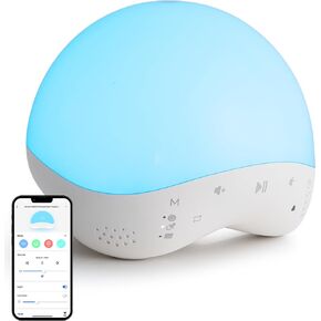Geeni Rise and Shine Baby Sound Machine with Night Light - 25 Soothing Sounds, Customizable Sleep Training, RGB Colors, Alexa, Google Home App Control