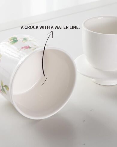 XELA Porcelain Butter Keeper Crock, French Butter Crock for Counter, Butter Keeper With Water Line for Fresh Spreadable Butter- Flower pattern in Saudi Arabia