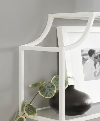 Kate and Laurel Ciel Three-Tiered Wall Shelf, 21 x 30, White, Decorative Floating Shelf Storage and Wall Organizer for Over Toilet Storage Bathroom Display in Saudi Arabia