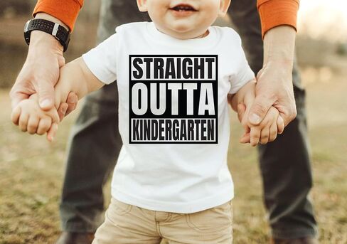 Straight Outta Pre-K/Kindergarten/Preschool Shirt Kids Graduation Outfits Unisex Youth Tee School Graduation Shirt (5-6 Years, Straight Outta Kindergarten-White T-shirt) in Saudi Arabia