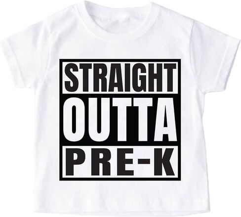 Straight Outta Pre-K/Kindergarten/Preschool Shirt Kids Graduation Outfits Unisex Youth Tee School Graduation Shirt (5-6 Years, Straight Outta Kindergarten-White T-shirt) in Saudi Arabia