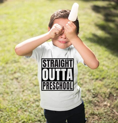Straight Outta Pre-K/Kindergarten/Preschool Shirt Kids Graduation Outfits Unisex Youth Tee School Graduation Shirt (5-6 Years, Straight Outta Kindergarten-White T-shirt) in Saudi Arabia