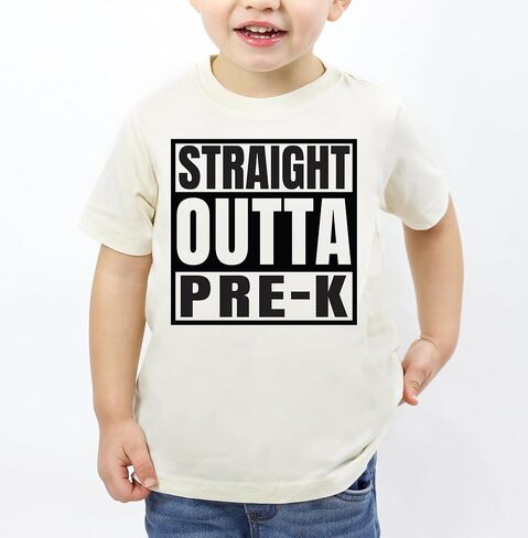 Straight Outta Pre-K/Kindergarten/Preschool Shirt Kids Graduation Outfits Unisex Youth Tee School Graduation Shirt (5-6 Years, Straight Outta Kindergarten-White T-shirt) in Saudi Arabia