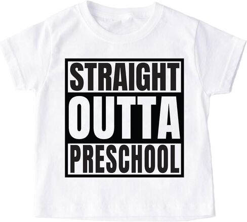 Straight Outta Pre-K/Kindergarten/Preschool Shirt Kids Graduation Outfits Unisex Youth Tee School Graduation Shirt (5-6 Years, Straight Outta Kindergarten-White T-shirt) in Saudi Arabia