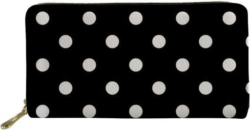 FOR U DESIGNS Fashion Women Pu Leather Purse Simple Polka Dot Black Zipper Wallet Passport Holder in Saudi Arabia