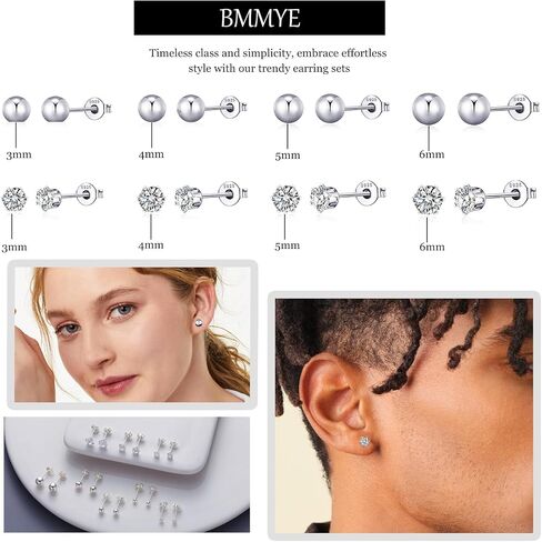 BMMYE 8-10 أزواج من الأقراط الذهبية والفضية للنساء العصرية الأنيقة المكعبة من الزركونيا مجموعة أقراط لا تسبب الحساسية in Saudi Arabia