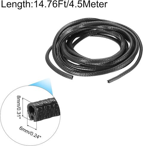 uxcell Edge Trim Black U Shape Edge Protector Rubber with Steel Clips Fits 1/64"-1/16" Edge 14.76Ft/4.5Meter Length Door Edge Guards in Saudi Arabia
