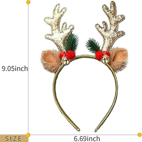 Christmas Headbands Christmas Glitter Elk Antlers Hair Bands Gold Sequin Reindeer Antler Headbands Holiday Party Accessory for Women and Girls in Saudi Arabia