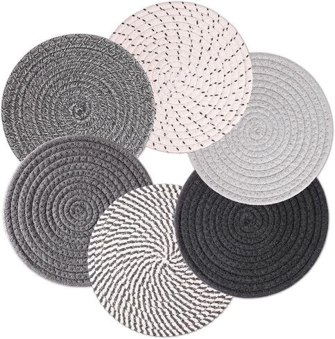 Billbotk 8" Trivets for Hot Dishes, Hot pots and Pans, 6 Heat Resistant Hot Pads, Pot Holders for Kitchen, Hot Plate Mats for Table, Kitchen Decor for Counter, Home Essentials, Farmhouse(Boho) in Saudi Arabia