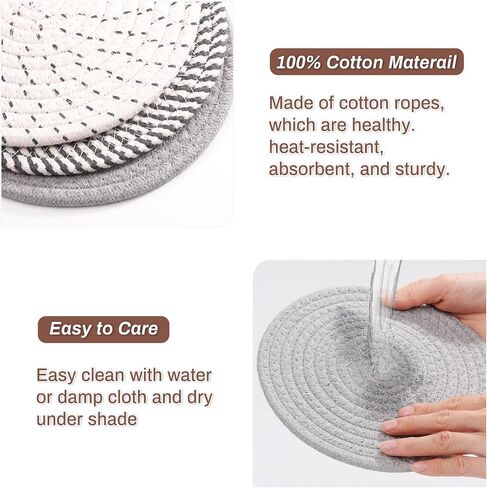 Billbotk 8" Trivets for Hot Dishes, Hot pots and Pans, 6 Heat Resistant Hot Pads, Pot Holders for Kitchen, Hot Plate Mats for Table, Kitchen Decor for Counter, Home Essentials, Farmhouse(Boho) in Saudi Arabia