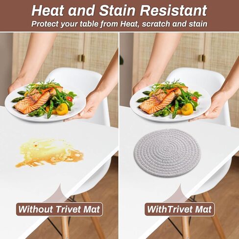 Billbotk 8" Trivets for Hot Dishes, Hot pots and Pans, 6 Heat Resistant Hot Pads, Pot Holders for Kitchen, Hot Plate Mats for Table, Kitchen Decor for Counter, Home Essentials, Farmhouse(Boho) in Saudi Arabia