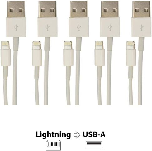 كابل VisionTek Lightning إلى USB أبيض بطول 1 متر، 5 حزم - 900759 in Kuwait