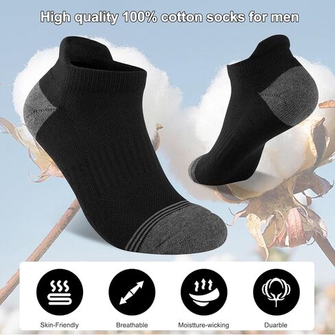 COOVAN Mens Ankle Cotton Socks 8 Pairs Cushioned Breathable Running Socks Athletic Anti-Blister Sports Running Socks in Kuwait
