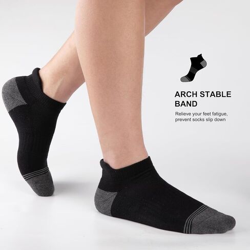 COOVAN Mens Ankle Cotton Socks 8 Pairs Cushioned Breathable Running Socks Athletic Anti-Blister Sports Running Socks in Kuwait