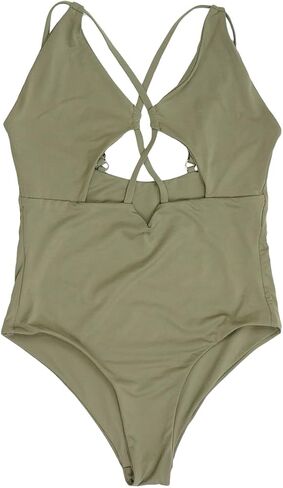ToBeInStyle Women's Seamless Self-Lined Criss Cross Front Moderate Coverage One Piece in Saudi Arabia