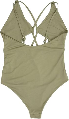 ToBeInStyle Women's Seamless Self-Lined Criss Cross Front Moderate Coverage One Piece in Saudi Arabia